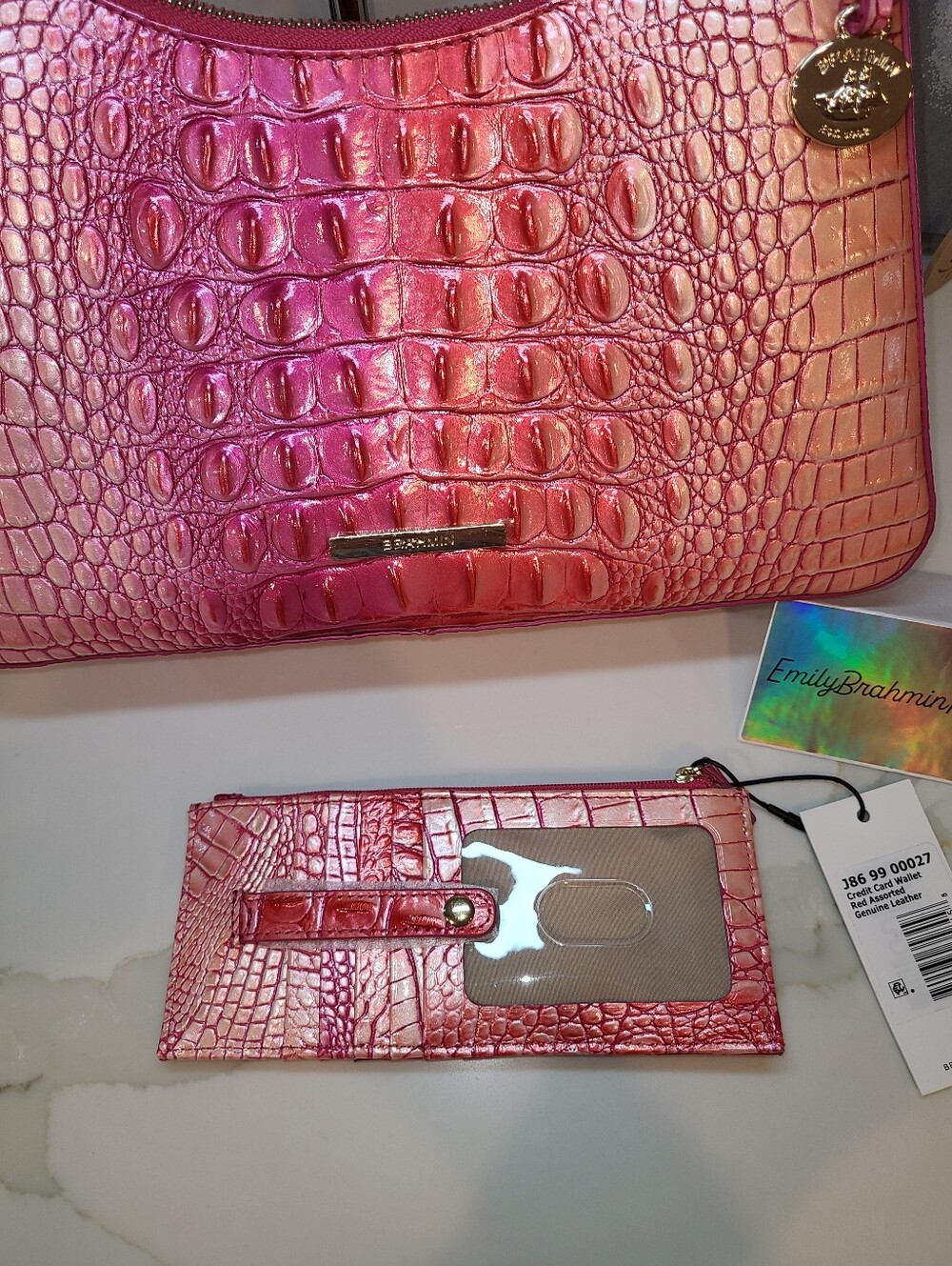 Brahmin Esme In Cupid Ombre Pristine & NWT matching Credit Card Wallet - Picture 5 of 13
